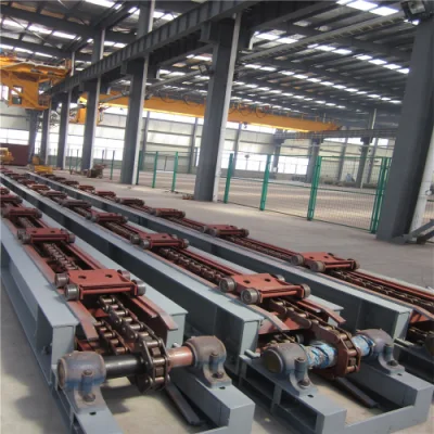 Sistema transportador automático de cadena para moldes de pilotes hilados de hormigón prefabricado